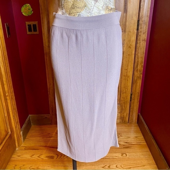 360 Sweater Gray Taupe Long Maxi Knit Pencil Skirt Size Large Italian Yarn NWT - Picture 3 of 12
